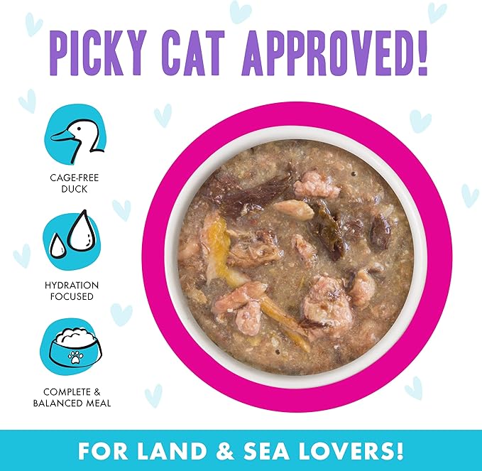 Weruva B.F.F. OMG - Best Feline Friend Oh My Gravy!, Lots-O-Luck! with Duck & Tuna in Gravy Cat Food, 5.5oz Can (Pack of 8)