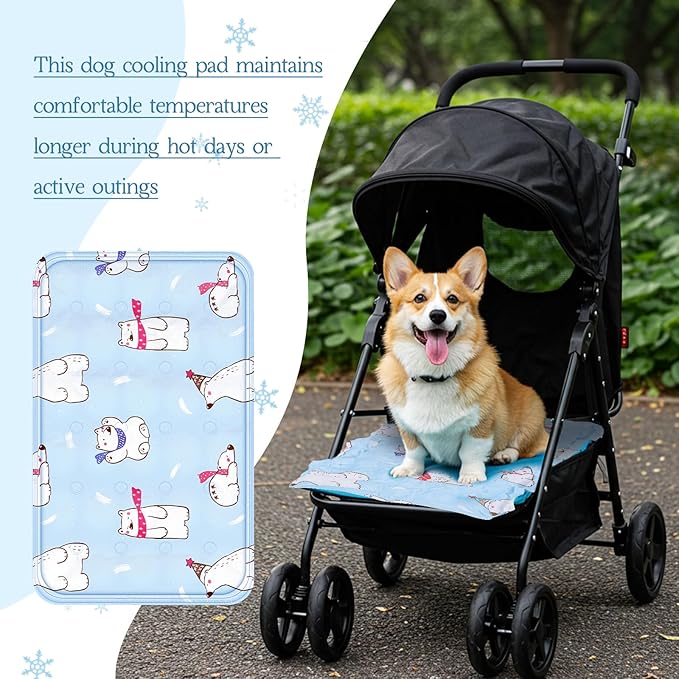 Nuanchu Dog Stroller Cooling Mat Waterproof Outdoor Pet Cooling Mat Washable Summer Cat Sleeping Blanket for Pet Stroller(11.81 x 19.69 Inches,Colorful Bear)