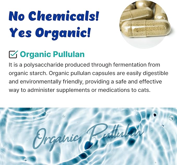 Organic Pullulan Empty Capsules for Cats - Hides Medicine Taste & Scent | Naturally Fermented, Highly Digestible | Capacity Up to 350mg (120 Counts)