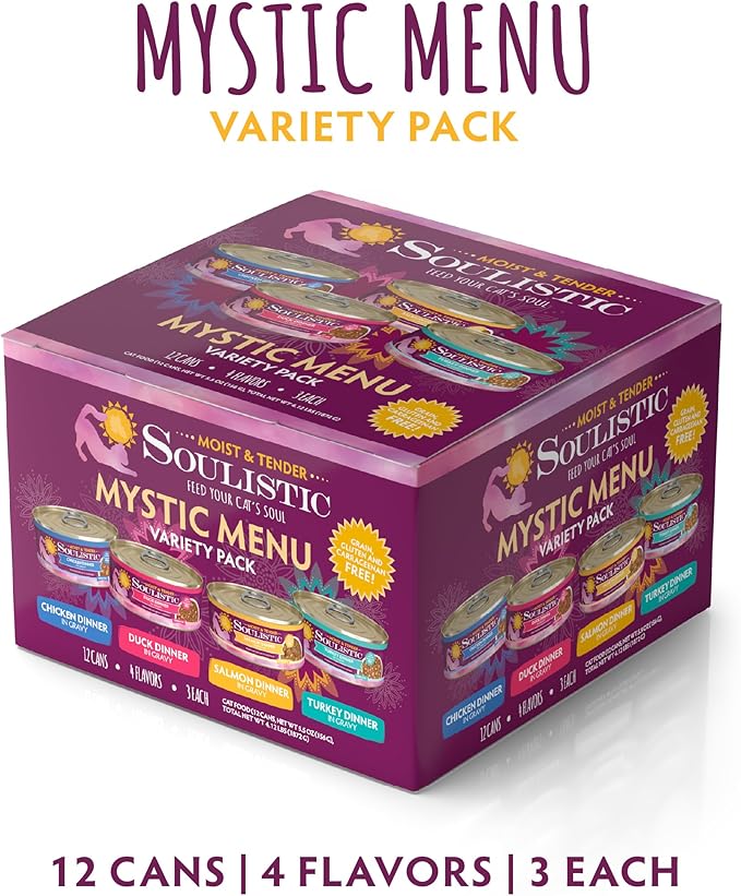Soulistic Moist and Tender, Mystic Menu Variety Pack, 5.5oz Can, Pack of 12
