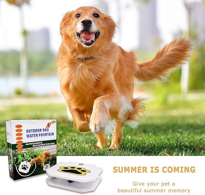 Dog Water Fountain Outdoor, Dog Sprinkler, Paw Activated Drinking, Dog Water Fountain with Hose, Equipped with Interactive Claw Foot Valve, Pure Copper Valve Core, Easy to Train