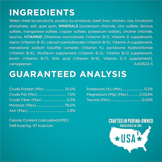 Purina ONE Urinary Tract Health, Natural Pate Wet Cat Food, Urinary Tract Health Beef & Liver Recipe - (Pack of 24) 3 oz. Pull-Top Cans