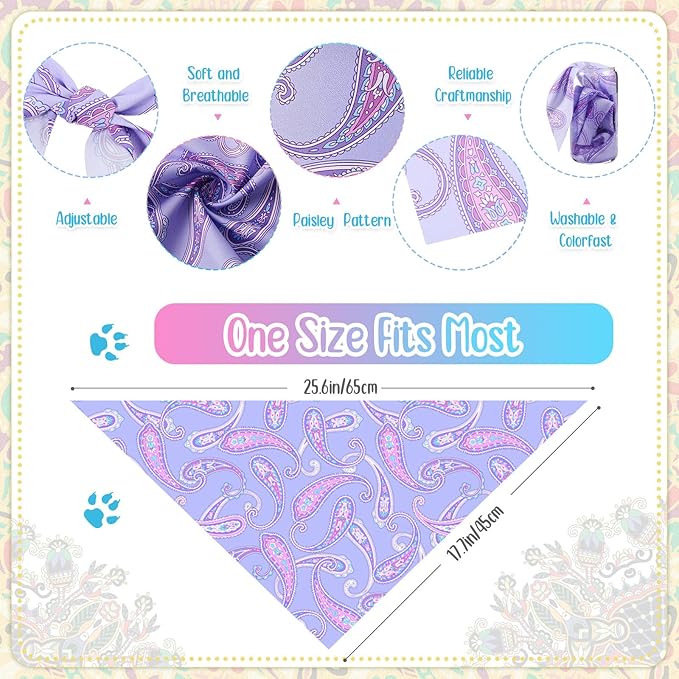 Kacctyen 300 Pcs Paisley Dog Bandana Bulk Colorful Triangle Bibs Pet Scarves for Small Medium Large Pets Western Cowboy Bandanas Accessories for Puppy Cat Grooming Costume Party