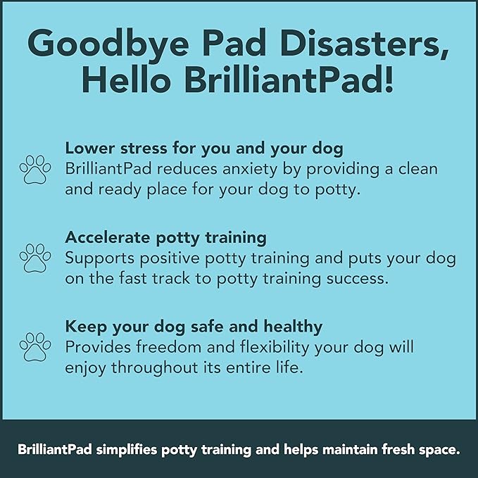 BrilliantPad Smart Indoor Dog Potty for Small Pets | Self Cleaning with Odor Control, AI Health Monitoring, Puppy Training Alternative to Grass Turf | Includes 1 Absorbent Pad Roll & 3 Training Sprays