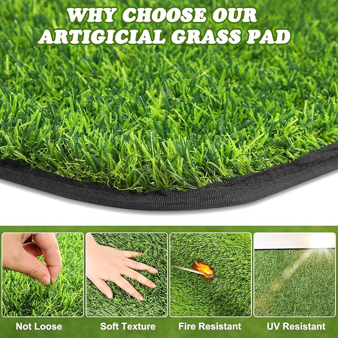 Artificial Grass Mat, Dog Grass Pee Pads, Fake Grass Pad for Pets Potty Training, Soft Grass Pad Rug, Grass Doormat with Drainage Holes, Pet Turf for Indoor Outdoor Use, Washable(15.7"*39.4")