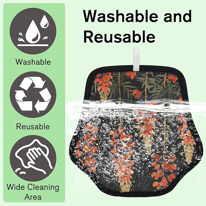 Wildflower Themed Electrostatic Pet Hair Removal Glove for Cats & Dogs - Reusable Grooming Mitt for Couch, Carpet, Car Seat & Laundry - Large 9x9 Inch