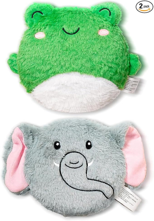 Plush Pet Squeaky Toy - 2Pcs Interactive Stuffed with Squeaker Dog Chew Puzzle Toys for Boredom & Teething, Durable Elephant & Frog Plush Puppies Supplies for for Small Medium Large