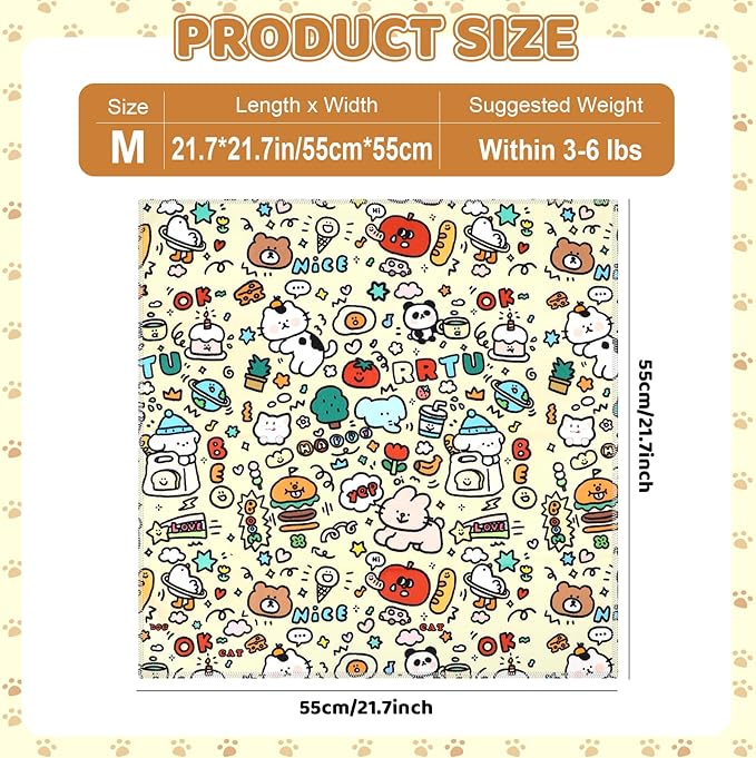 21.7" Cat Grooming Wrap for Cutting Nails, Graffiti Pattern Self-Adherent Fabric Wrap for Cats, Anti-Scratch Anti-Escape Multifunctional Cat Swaddle Tool for Teeth Brushing, Ear Cleaning