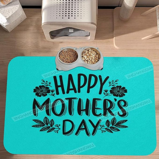 Pet Feeding Mat Absorbent Dog Mat for Food and Water Bowl Dog Accessories Happy Mother's Day Floral Gift for Mom Ep Pet Supplies Dogs Quick Dry Cat Water Dispenser Mats 24x16In