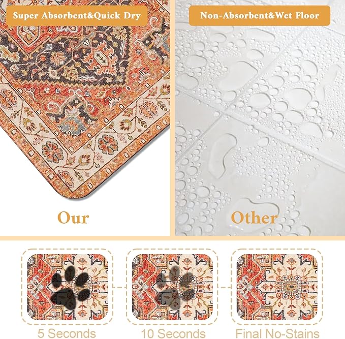 Dog Food Mat for Floors Waterproof Quick Dry Pet Placemat Cat Feeding Bowls Mats for Food and Water, Eco-Friendly Dog Accessories Diatomite Pets Supplies 17" X 30"