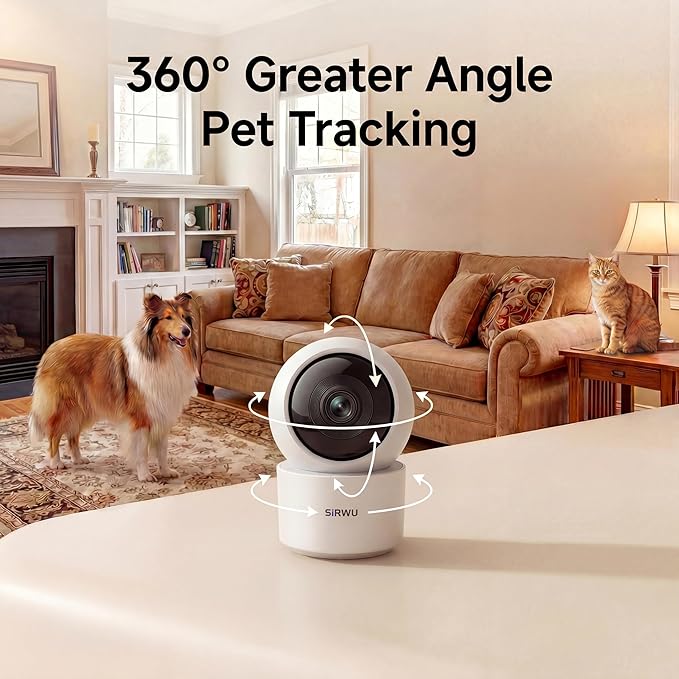 Pet Camera with AI Multi-Pet Recognition, 3MP 2K Dog Camera for Home Security, AI Summary, 2-Way Audio, Smart Cat Monitor for Multi-Pet Homes (White)
