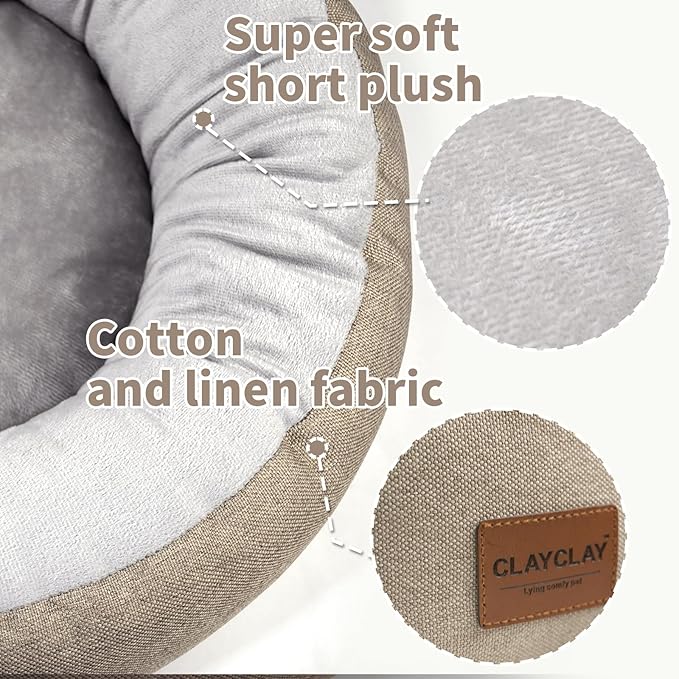 CLAYCLAY Cozy Round Cat Bed – Soft, Comfortable Cushion for Cats & Kittens – Non-Slip, Machine Washable, Plush Sleep Bed for Cats, Ideal for Resting & Napping up to 30lbs