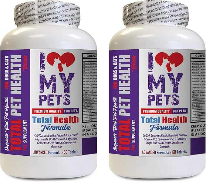 cat antioxidants - Pets Total Health Formula for Dogs and Cats Supplement - cat Diet Treat - 2 Bottles (120 Treats)