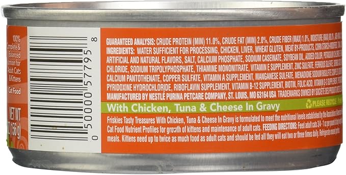 Friskies Canned Tasty Treasures Cat Food, Chicken & Tuna, 5.5 oz, 1 pack