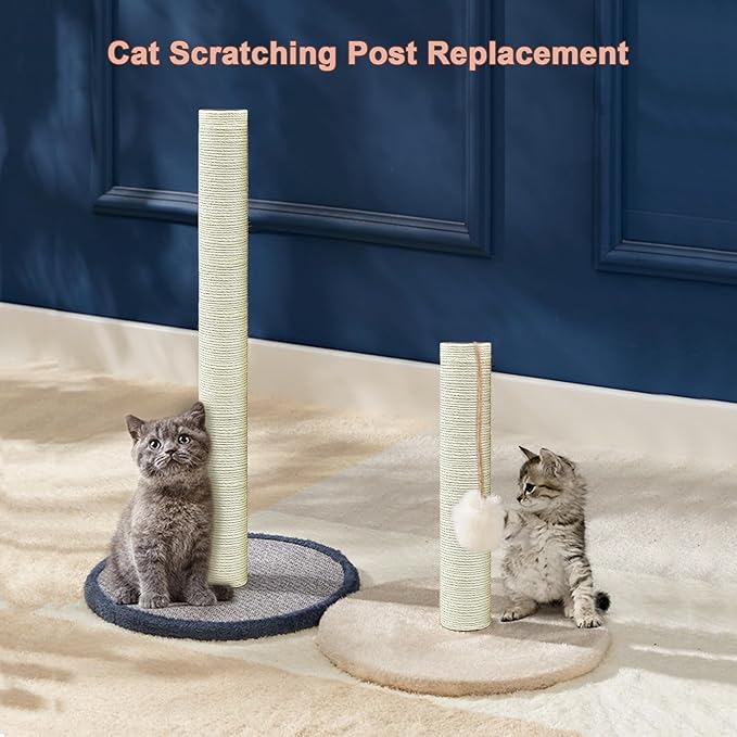 4 PCS Cat Scratching Post Replacement, 15.7in M8 Sisal Cat Tree Replacement Posts with Screws, Natural Sisal Refill Poles for Indoor Cat Tree Repair
