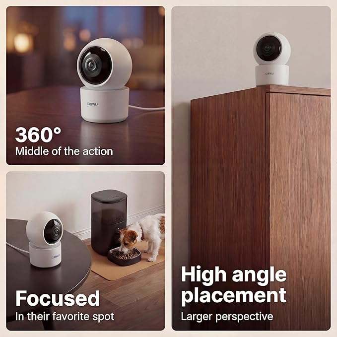 Pet Camera with AI Multi-Pet Recognition, 3MP 2K Dog Camera for Home Security, AI Summary, 2-Way Audio, Smart Cat Monitor for Multi-Pet Homes (White)