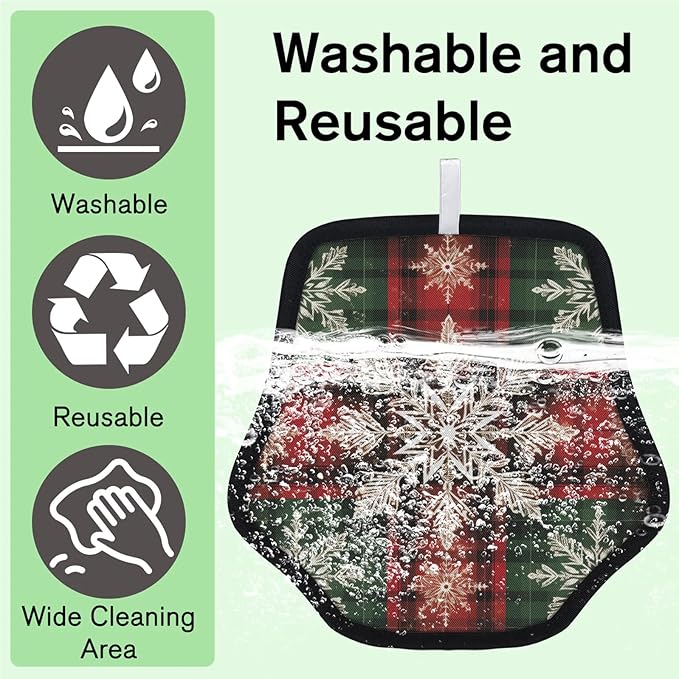 Winter Snowflake Theme Electrostatic Pet Hair Removal Glove for Cats & Dogs - Reusable Grooming Mitt for Couch, Carpet, Car Seat & Laundry - Large 9x9 Inch