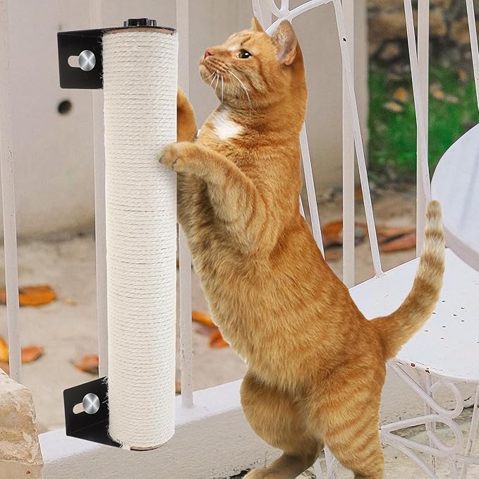 SUPVOX Cat Scratching Post Wall Mounted 2-in-1 Cage with Sisal Rope 7x40cm Wear-Resistant Kitten Scratcher for Indoor Pet Cats Daily Use