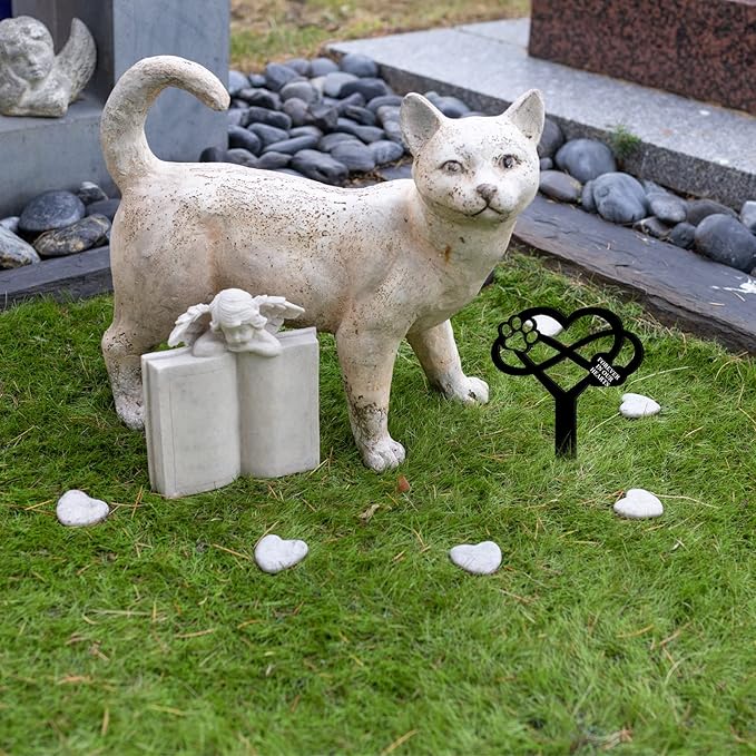 Unittype Pet Grave Markers for Dogs Cats, Waterproof Pet Grave Stake Decorations for Cemetery, Memorial Plaques for Outdoors