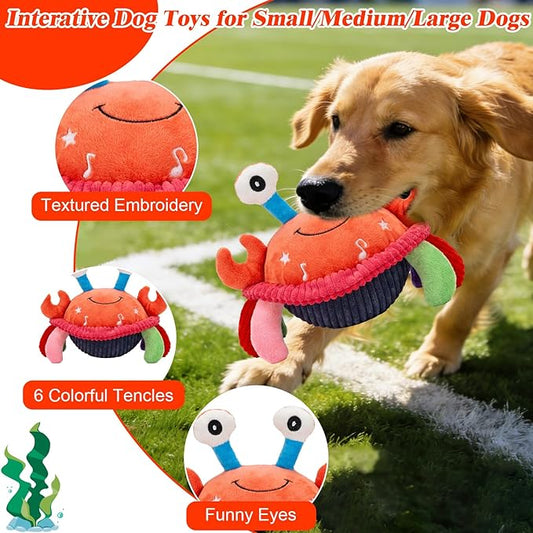 Mity rain Interactive Dog Toys Crab with Thicken Plush, Moving Dog Toy with Recording Mode Shaking & Singing Mode Bouncing, Funny Ball Jumping to Keep Them Busy and Chase, Rechargeable