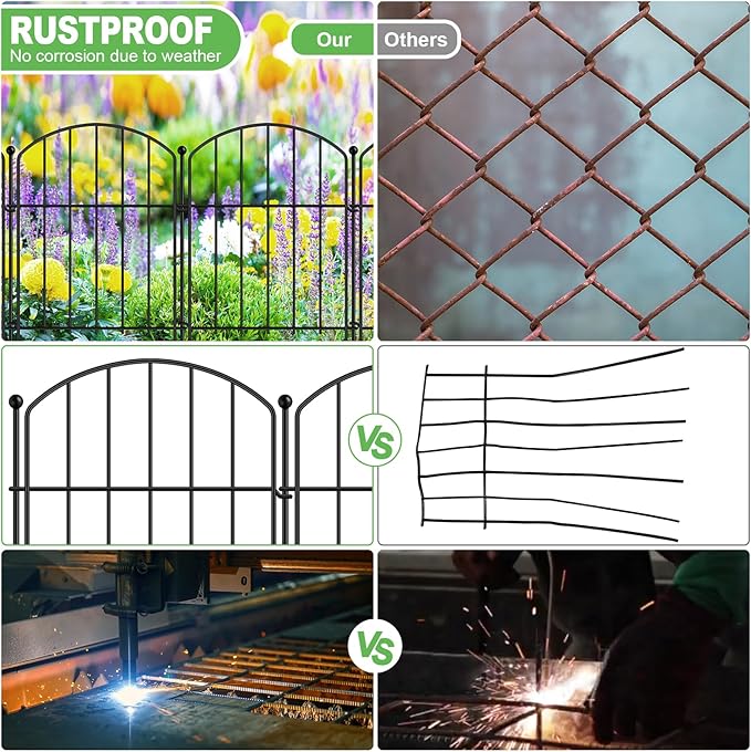 Decorative Garden Fence 17in x 20ft, 20 Pack Rustproof Metal Animal Barrier Fence, Arched Flower Bed Edge Decorative Rabbit and Dog Ground Defense No-Dig Fence for Patio Patio Outdoor