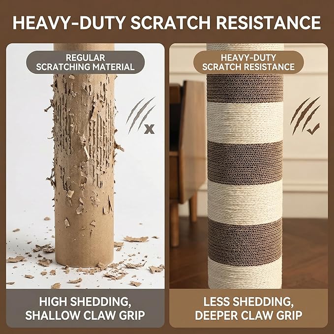 32” Tall Cat Scratching Post – Large Vertical Cardboard Cat Scratcher for Indoor Cats, Modular Replaceable Blocks, Heavy Stable Base, Modern Scratching Post for Adult & Large Cats