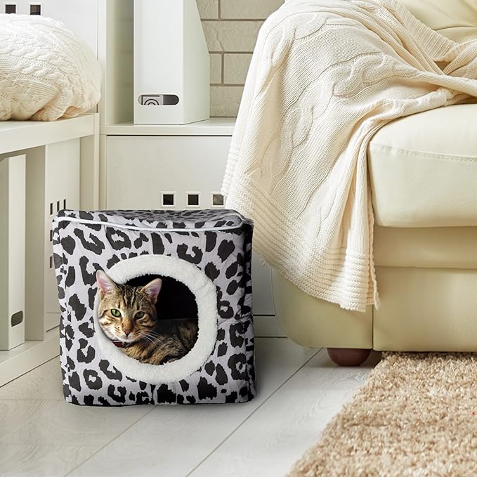 Cat House - Indoor Bed with Removable Foam Cushion - Cat Cave for Puppies, Rabbits, Guinea Pigs, and Other Small Animals by PETMAKER