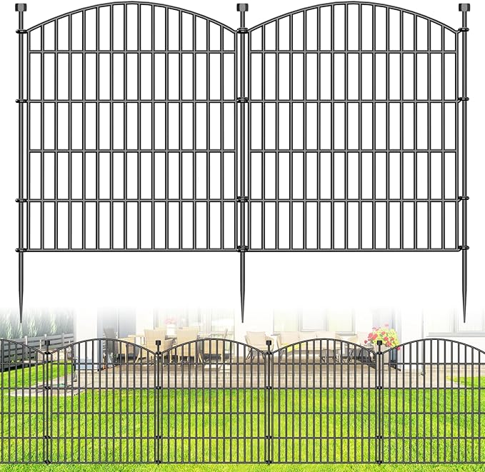 10 Panels Decorative Garden Fence - 32 in (H) x 23.6 ft (L) No Dig Dog Fence Outdoor for Yard, Rustproof Tall Garden Fencecing Panels, Animal Barrier Suitable for Yard Border, Patio, and Outdoor Use