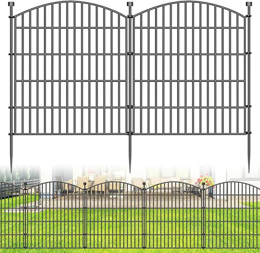 10 Panels Decorative Garden Fence - 32 in (H) x 23.6 ft (L) No Dig Dog Fence Outdoor for Yard, Rustproof Tall Garden Fencecing Panels, Animal Barrier Suitable for Yard Border, Patio, and Outdoor Use