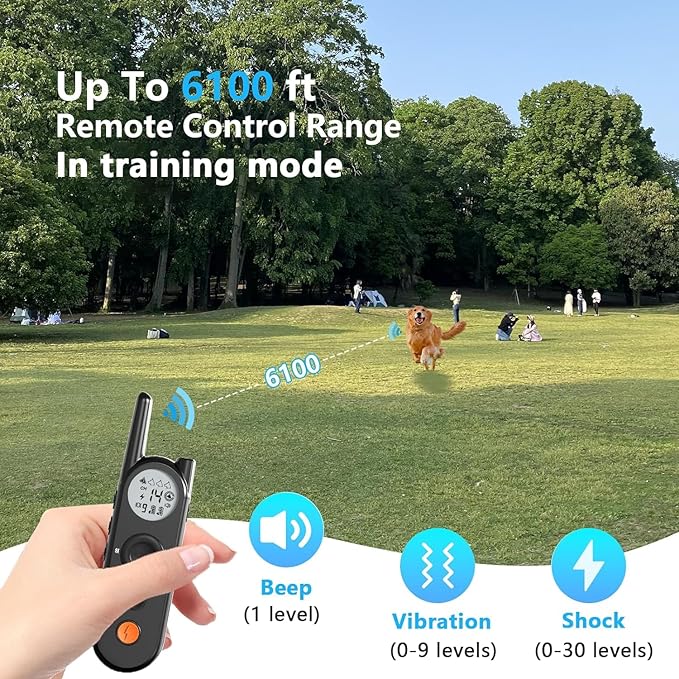X3 Wireless Dog Fence 3500FT Fence and 6100FT Remote Training Collar, 185 Days Rechargeable Battery - IPX7 Waterproof Collar, Vibrate/Beep/Shock Modes for All Dogs, Black