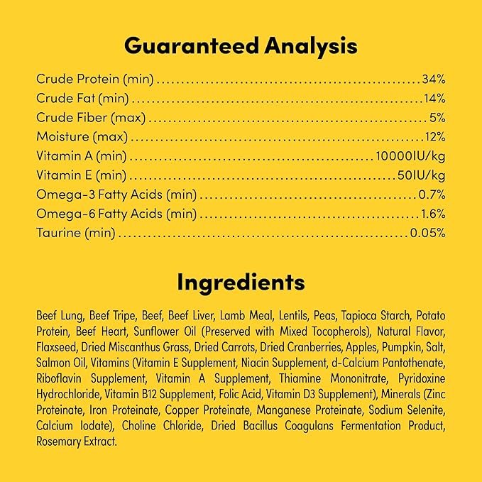 RawMix50 Beef Organs Dog Food, 50% Freeze-Dried Raw, High Protein, Grain-Free Kibble, No Corn or Wheat, Complete and Balanced, 2lb