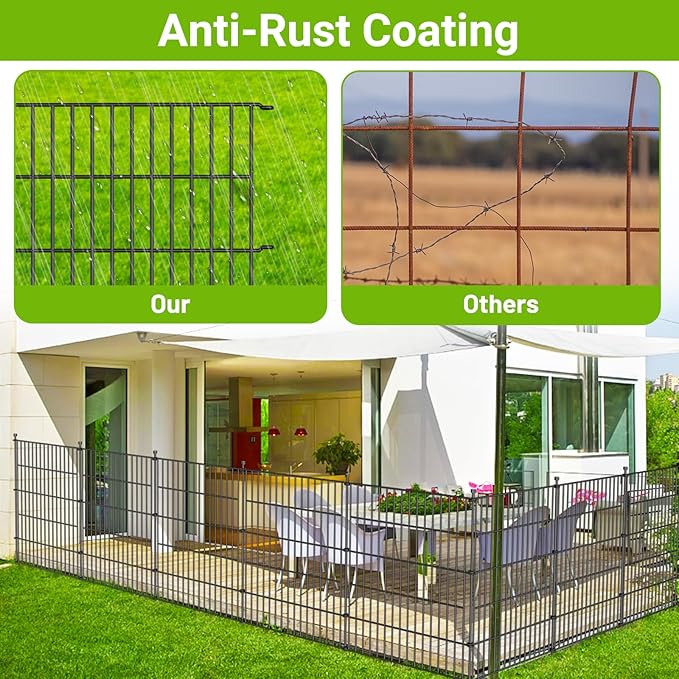5 Panels No Dig Decorative Outdoor Garden Fence for Yard, 40 in(H) X 11.8 ft(L) Animal Barrier Fencing Rustproof Metal Wire Panel Border for Dog, Rabbits, and Patio Temporary Ground Stakes