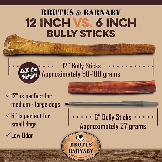 BRUTUS & BARNABY Bully Sticks 8oz + Sweet Potato Kibble Topper 8oz