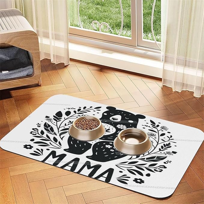 Dog Food Mat Dog Mat for Food and Water 24x16In Happy Mother's Day Mama Gift Mom Bs No Stains Cat Pet Feeding Mats Water Bowl for Messy Drinkers