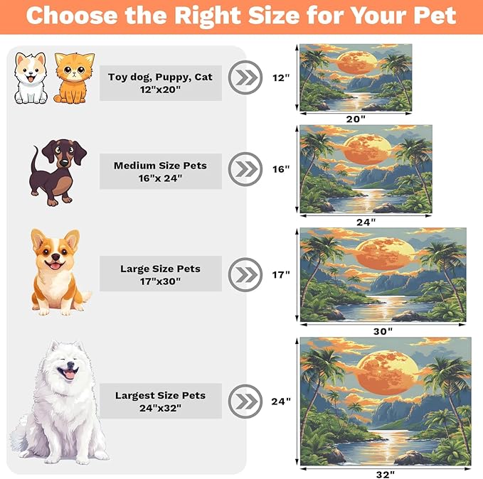 Sea Ocean Dog Food Mat for Floors Absorbent, Quick Dry Water Dispenser Mat for Food, Water, Pet Supplies 12" x 20", Palm Tree