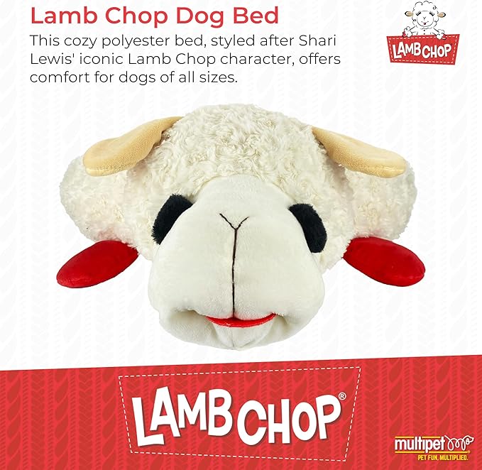 Multipet Lamb Chop Dog Bed - Ultra Plush Polyester w/ Removable Soft Foam & Non-Skid Bottom - Gentle Machine Washable - Durable Dog Bed for All Dogs (27", White)