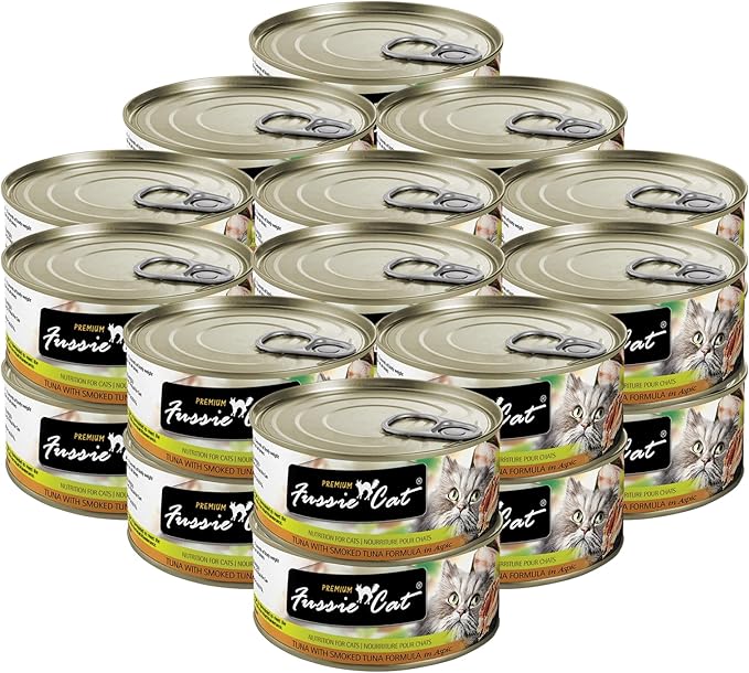 Fussie Cat Premium Tuna With Smoked Tuna In Aspic Grain-Free Wet Cat Food 2.82oz, case of 24