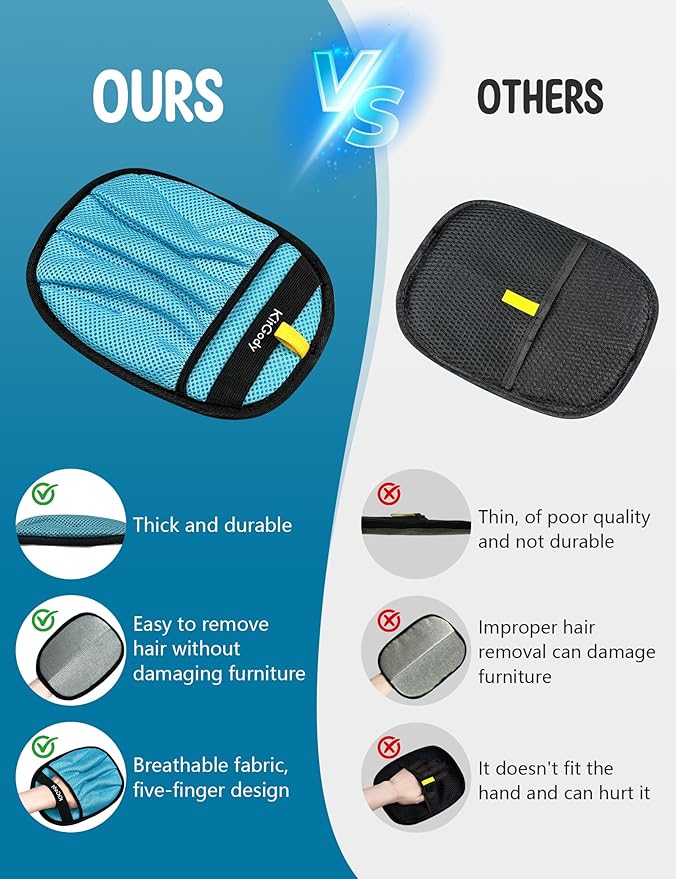 Upgraded Five-Finger Electrostatic Pet Hair Removal Glove for Cats & Dogs, Reusable Magic Brush Grooming Mitt for Furniture, Couch, Carpet, Car Seat & Clothing