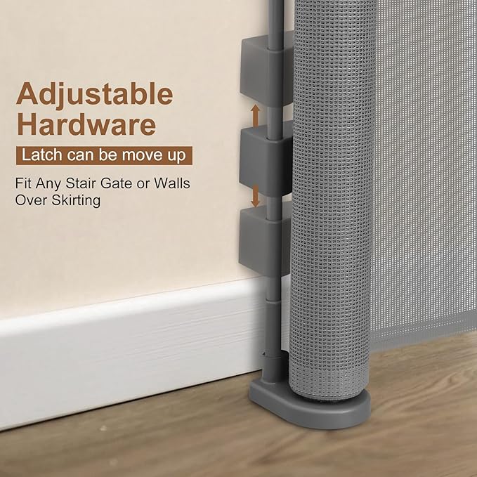 200 inch Retractable Baby Gates 42 inch Tall, Retractable Gate with Reinforced Strip Design to Prevent Crawling Through, 16 FT Outdoor Retractable Gates, Extra Wide Retractable Gate for Garage