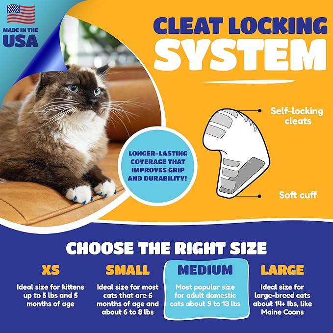 Soft Claws Cat Nail Caps for Kitten – 40 Clear Caps | Veterinarian-Developed | Protects Furniture & Skin – Easy to Apply, Long-Lasting Anti-Scratch Cat Claw Covers