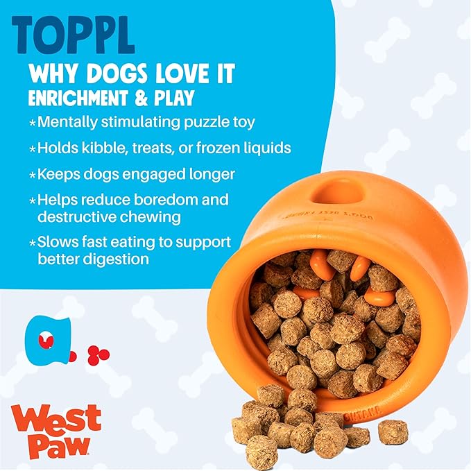 WEST PAW Zogoflex Toppl Interactive Treat Dispensing Puzzle Dog Toy for Mental Stimulation & Enrichment-Holds Kibble & Treats-Lickable, Freezable & Dishwasher Safe-Made in USA-XL-Clover Green