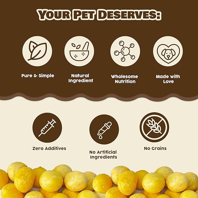 Benji & Louie Freeze Dried Quail Egg Yolk for Dog and Cats, Dogs and Cats Treat, Single Ingredient, 3 oz