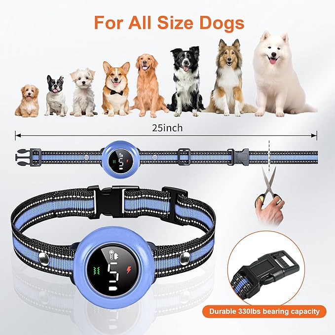 Neoally 2 in 1 Dog Training and Bark Control Collar: Smart Anti Barking Collar with and with No Remote for 5-150 lbs Small Medium Large Dogs. Rechargeable and Waterproof Receiver (Light Blue)