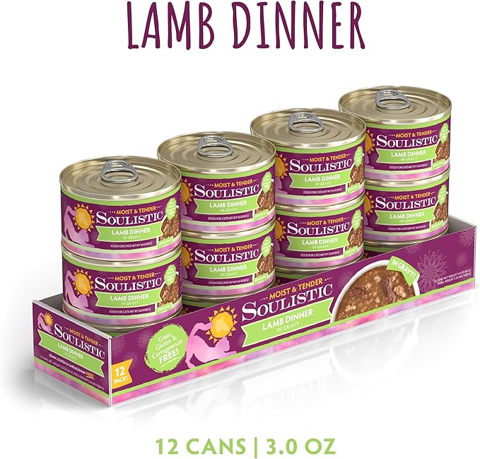 Soulistic Moist and Tender, Lamb Dinner in Gravy, 3oz Can, Pack of 12