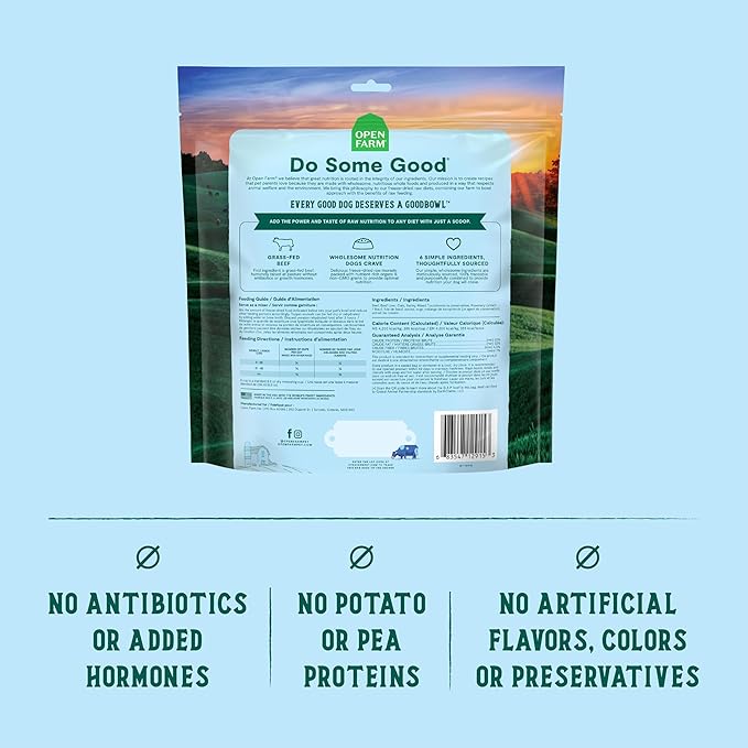 Open Farm Goodbowl Dog Food Topper, Freeze Dried Raw, Grass-Fed Beef & Wholesome Non-GMO Grains Recipe, 8oz Bag