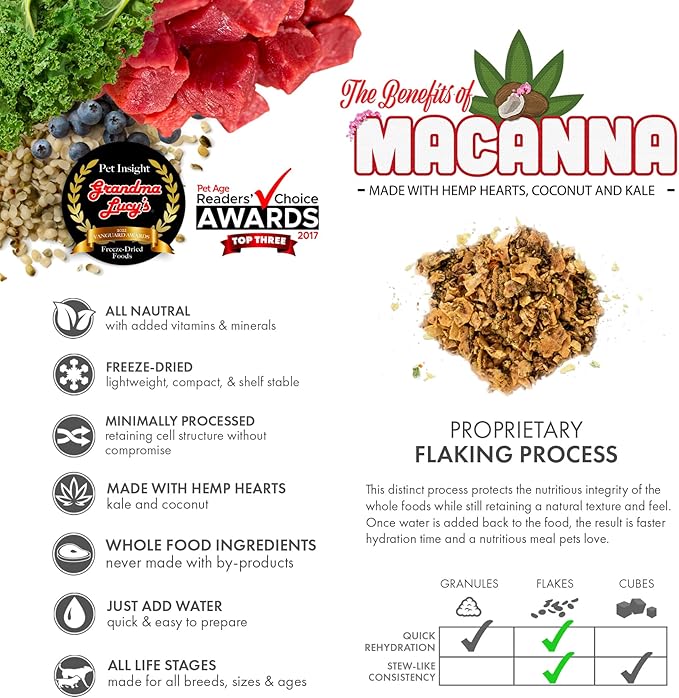 Grandma Lucy’s Macanna Freeze Dried Grain Free Beef Recipe Dog Food 1 Lbs