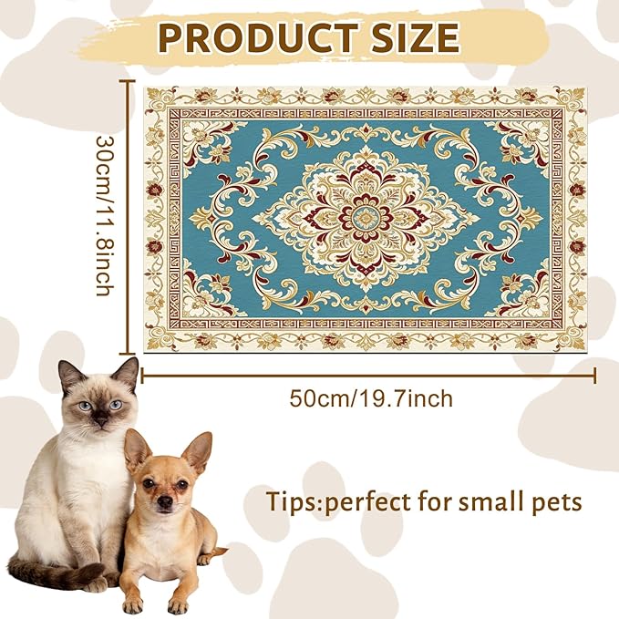 GLOBLELAND French Pastoral Pattern Pet Food Mat for Floors 11.8×20 inch Dogs Food Mats Absorbent Dog Bowl Mat Quick Dry Dog Cat Pet Placemats Pets Supplies for Water Dispenser