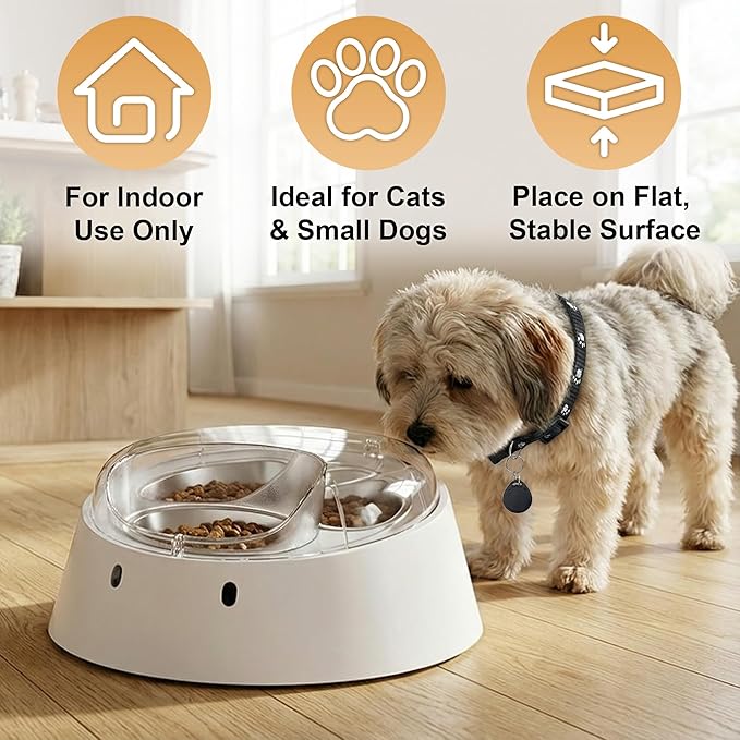 Anifam Microchip RFID Cat Feeder, Automatic Pet Feeder for Multi-Pet Homes, Dog Proof Cat Feeding Station with Stainless Steel Bowls for Small Dogs, Stops Food Stealing & Special Diets