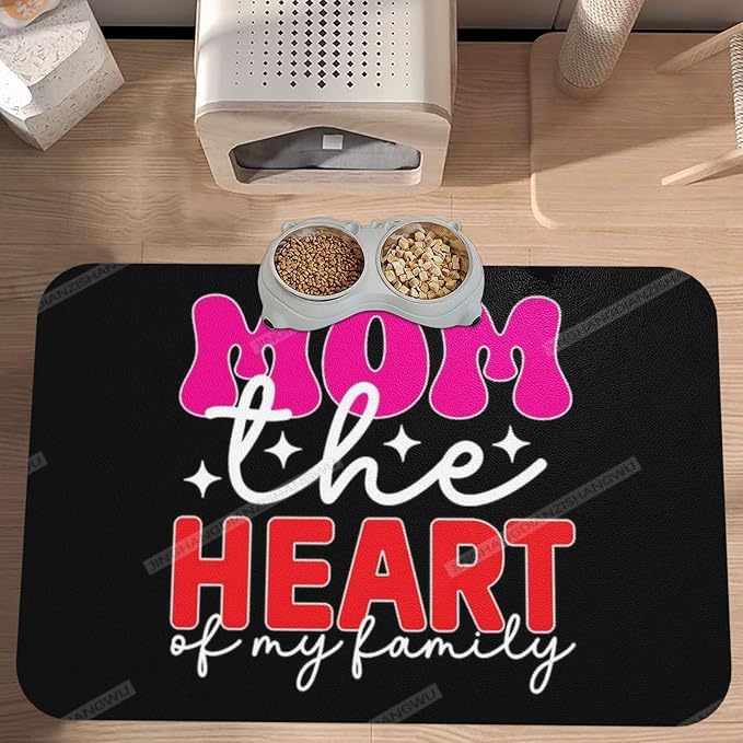 Pet Feeding Mat for Dogs Cats Happy Mother's Day Floral Gift for Mom Jz Absorbent Dog Food Mat Non-Slip Waterproof Placemat Quick Dry Pet Supplies Bowl Mats