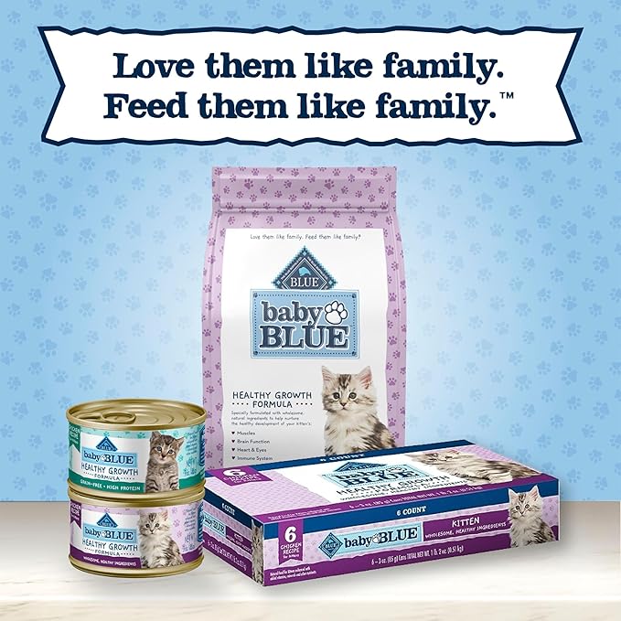 Blue Buffalo Baby Blue Natural Kitten Wet Cat Food, Healthy Growth Formula with DHA, Chicken Recipe Multi-Pack, 3-oz Cans (24 Count)